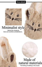 House Slipper Women Winter Non Skid Indoor Fur Cotton Warm Plush Home Fluffy Mouse Ears Memory Foam House Slippers Cozy Cute Animal Home Slipper For Women