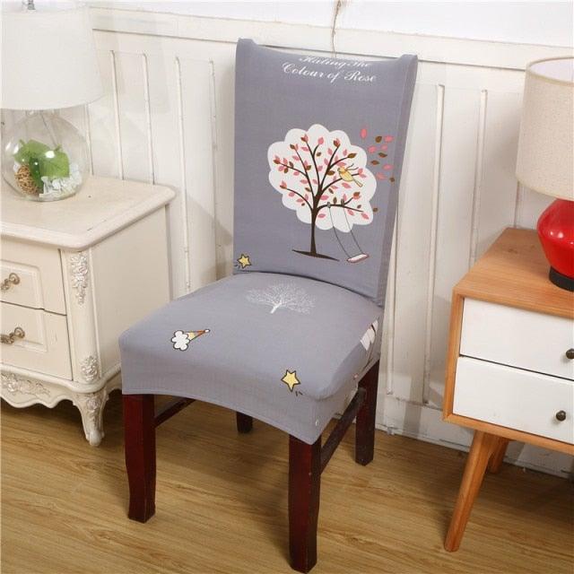 Housmife Printed Stretch Chair Cover Big Elastic Seat Chair Covers Slipcovers Restaurant Banquet Home Dining Party Decoration Stretch Spandex Removable Washable Anti-dust Seat Slipcover  Protector for Hotel Office Ceremony Banquet Stevvex