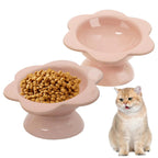 RMERVE 2 Pcs Ceramic Raised Cat Bowls Flower Raised Cat Food Bowls 7 oz Tilted Elevated Cat Food Bowl Cat Dishes for Anti Vomiting Protecting Spine Pet Feeder Bowl Water Bowl for Cat Kitten (Pink) Lootquake LLC