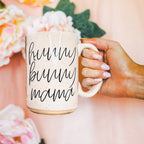 Hunny Bunny Mama Ceramic Mug 16oz Large Pastel Coffee Cup Blue Pink BandsCo Straps