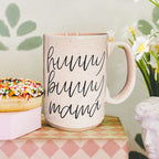 Hunny Bunny Mama Ceramic Mug 16oz Large Pastel Coffee Cup Blue Pink BandsCo Straps