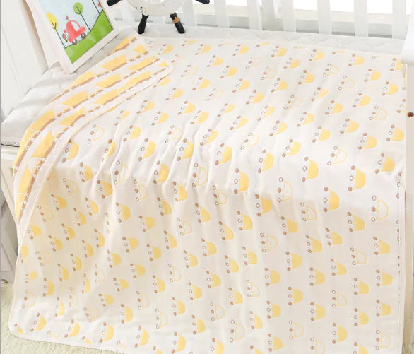 Pure Cotton 6-Layer Baby Bath Towel Blanket, 110cm
