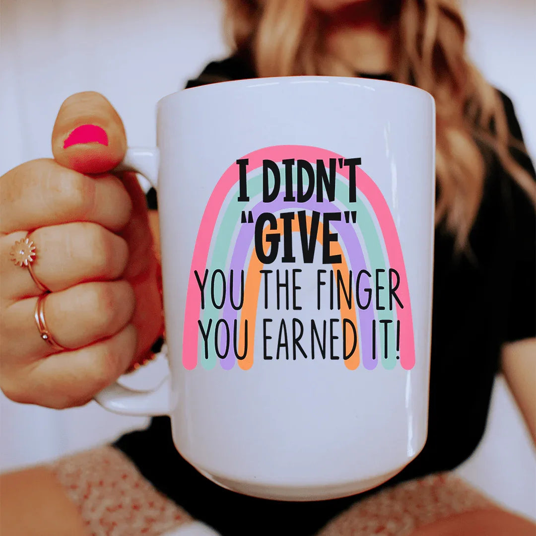 I Didn't Give You The Finger Ceramic Mug 15 oz Peachy Sunday