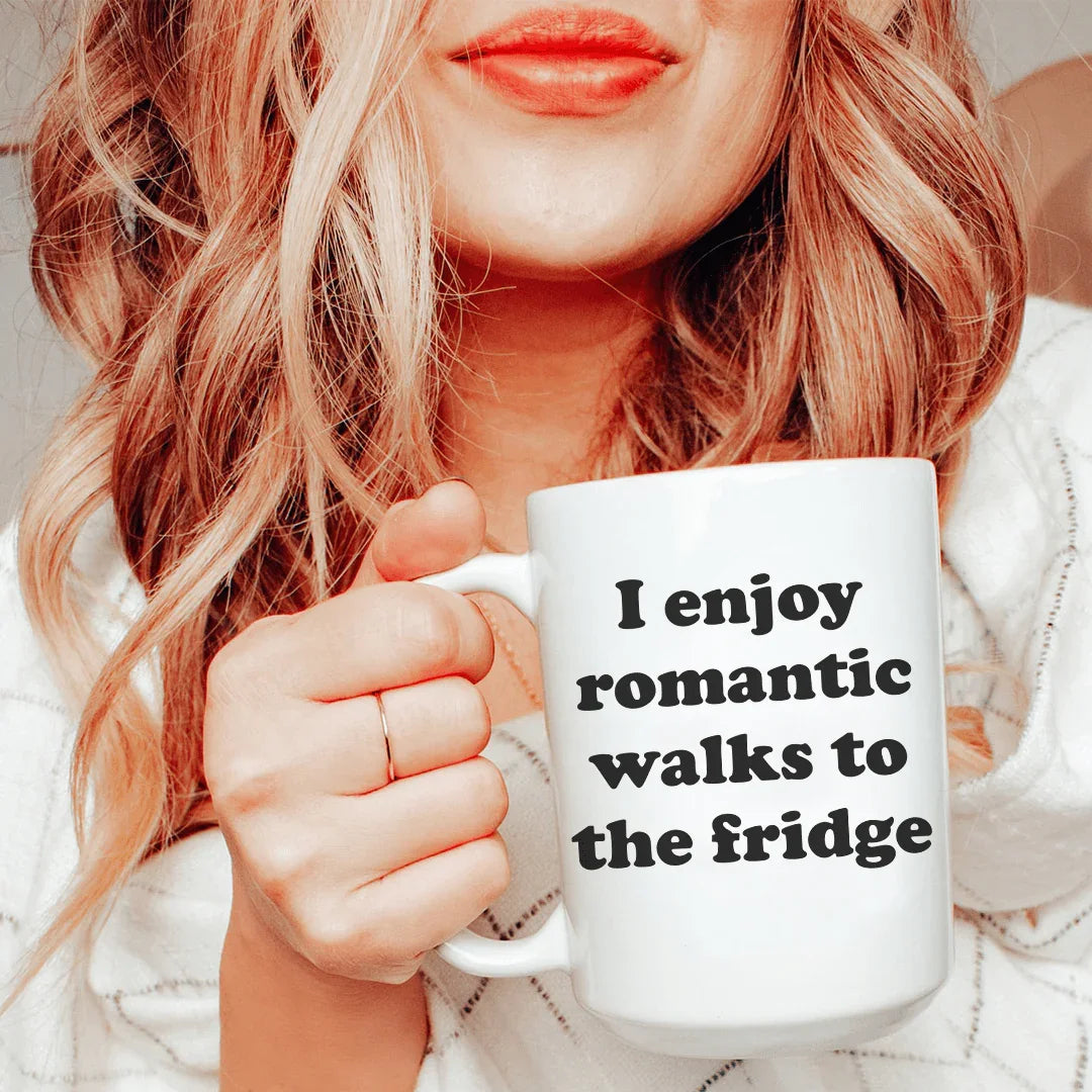 I Enjoy Romantic Walks To The Fridge Ceramic Mug 15 oz Peachy Sunday