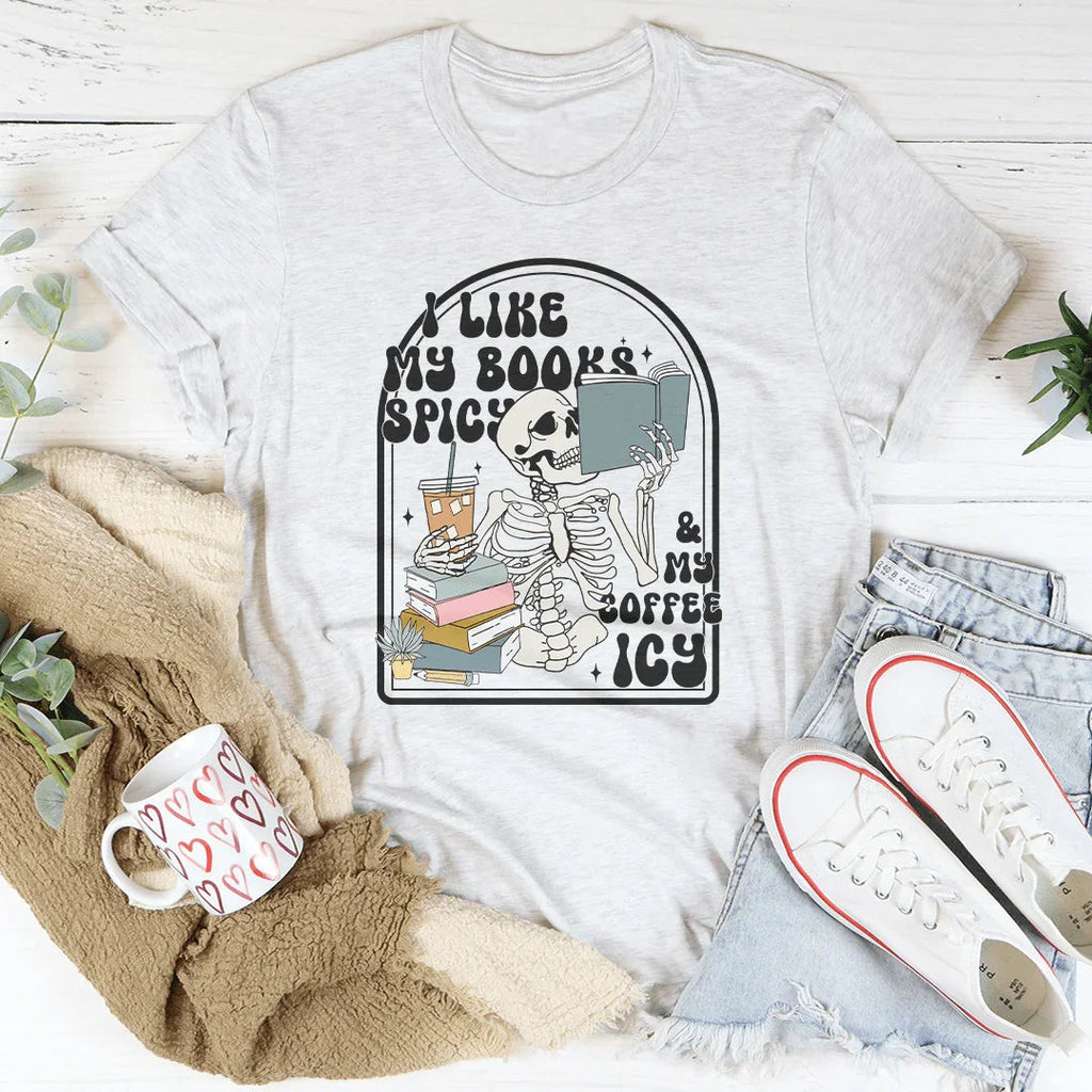 I Like My Books Spicy Tee Peachy Sunday
