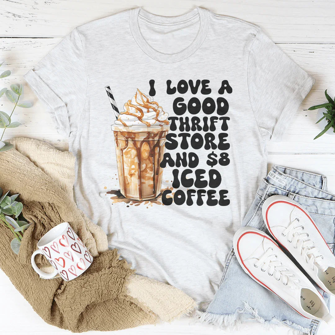 I Love A Good Thrift Store And $8 Iced Coffee Tee Peachy Sunday
