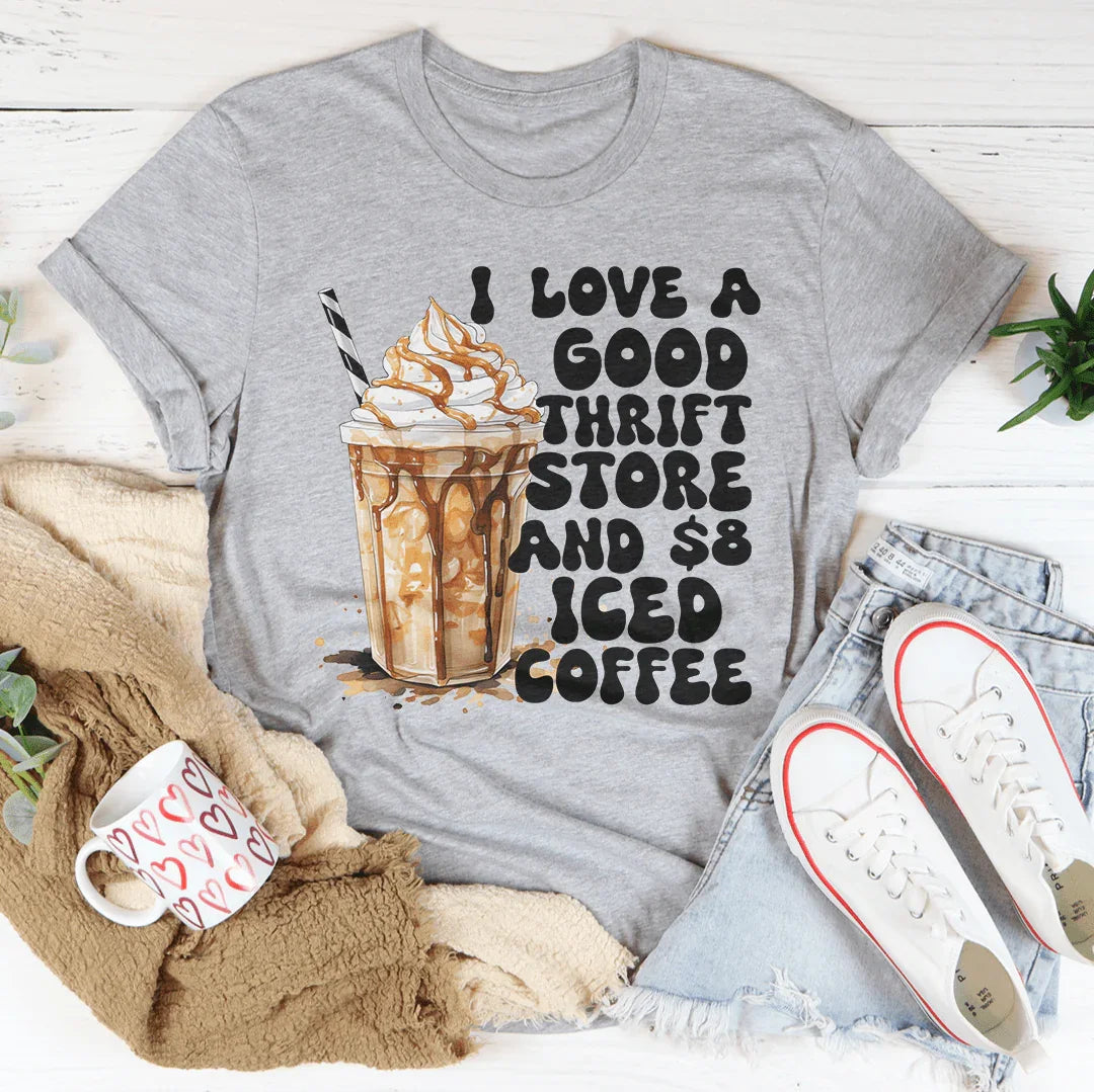 I Love A Good Thrift Store And $8 Iced Coffee Tee Peachy Sunday