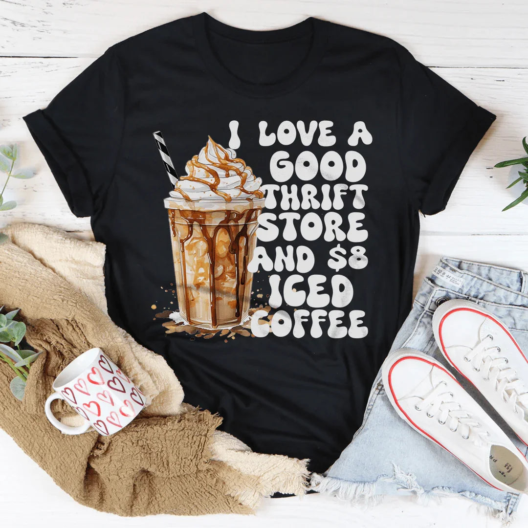 I Love A Good Thrift Store And $8 Iced Coffee Tee Peachy Sunday