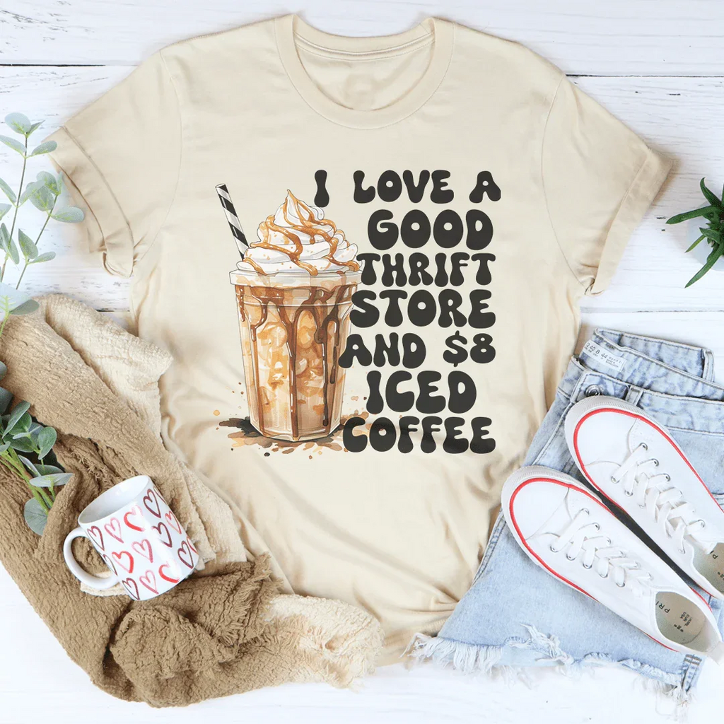 I Love A Good Thrift Store And $8 Iced Coffee Tee Peachy Sunday