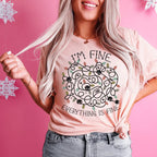 I'm Fine Everything Is Fine Christmas Lights Tee Peachy Sunday