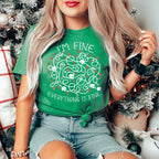 I'm Fine Everything Is Fine Christmas Lights Tee Peachy Sunday