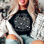 I'm Fine Everything Is Fine Christmas Lights Tee Peachy Sunday