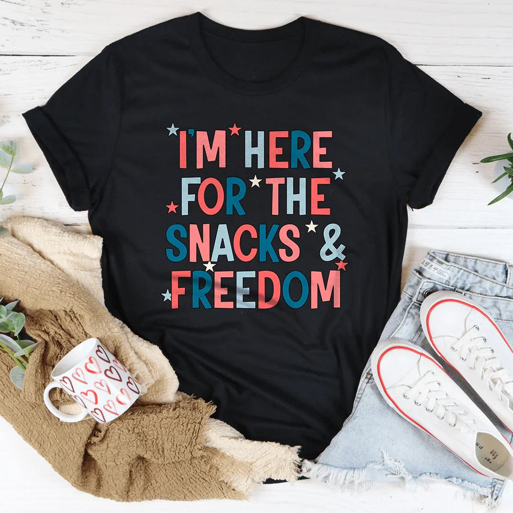 I'm Here For The Snacks And Freedom Tee Peachy Sunday