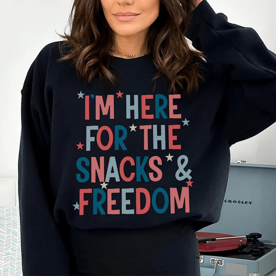 I'm Here For The Snacks And Freedom Tee Peachy Sunday
