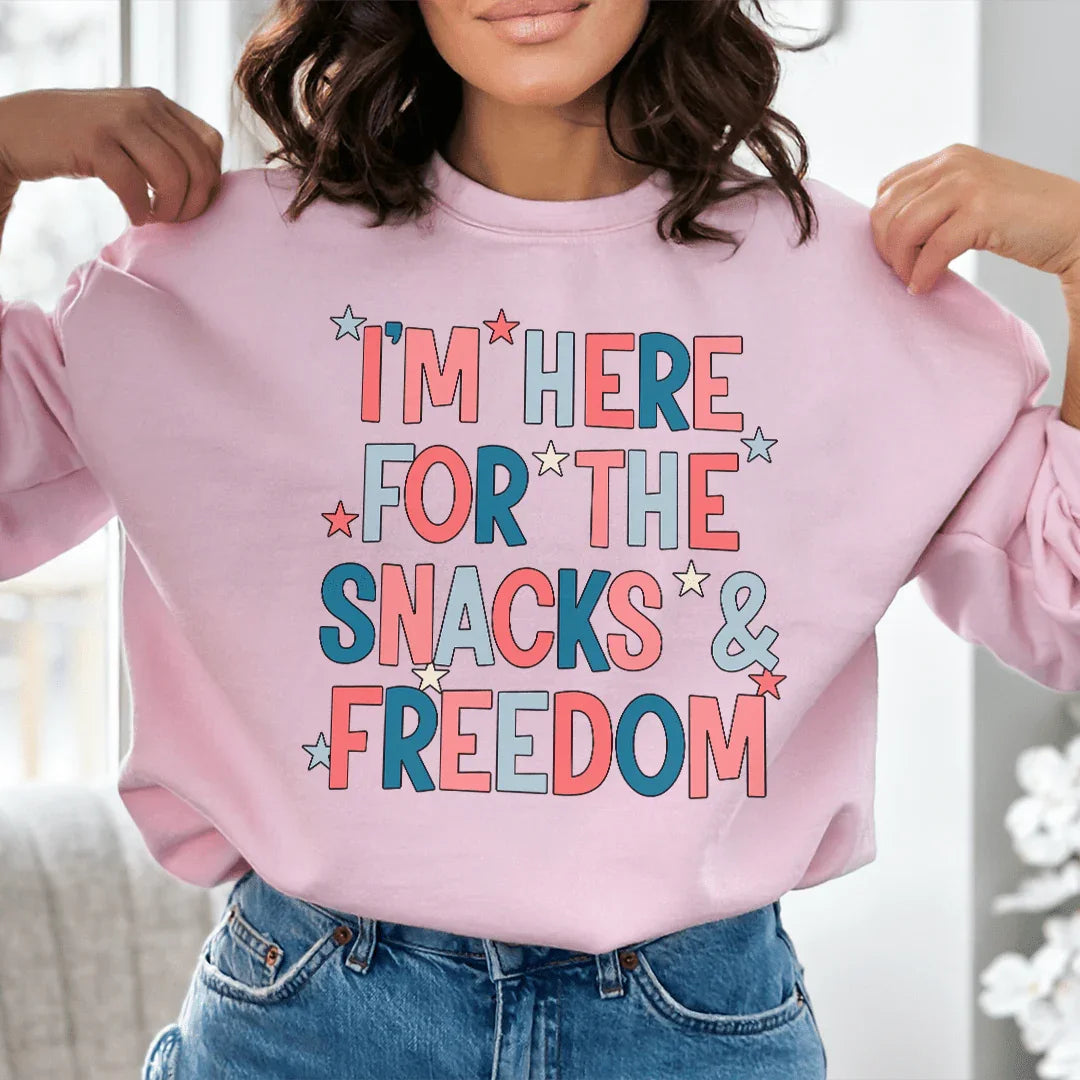 I'm Here For The Snacks And Freedom Tee Peachy Sunday