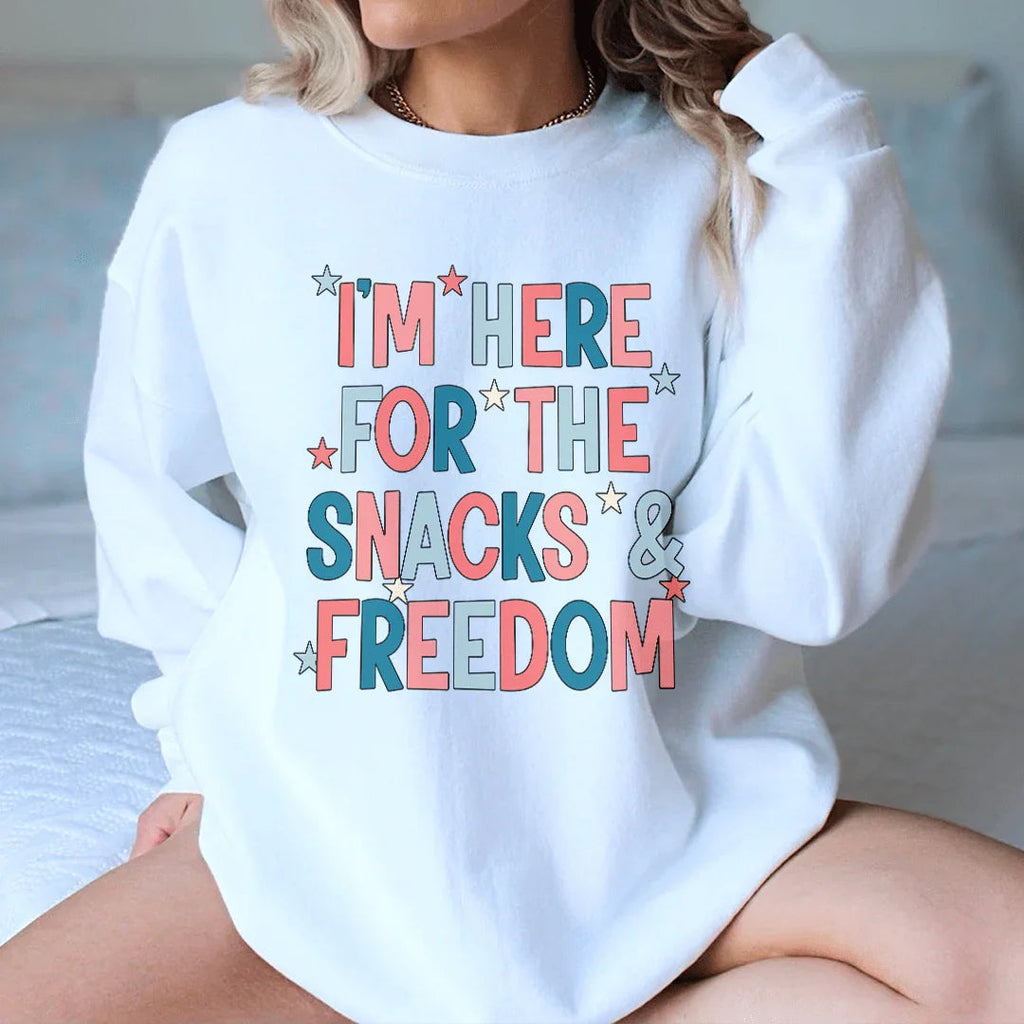 I'm Here For The Snacks And Freedom Tee Peachy Sunday