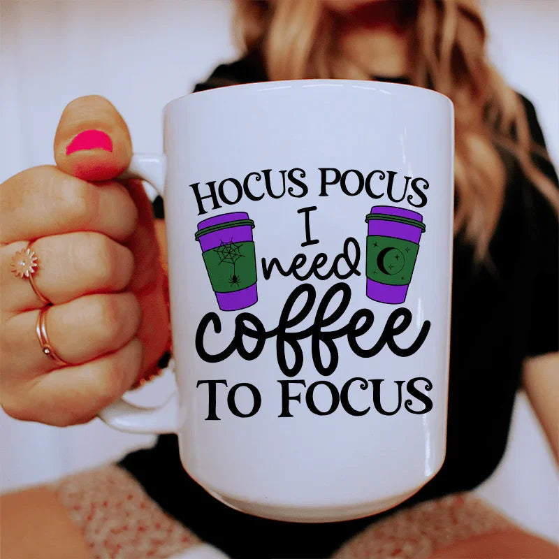 I Need Coffee To Focus Ceramic Mug 15 oz Peachy Sunday