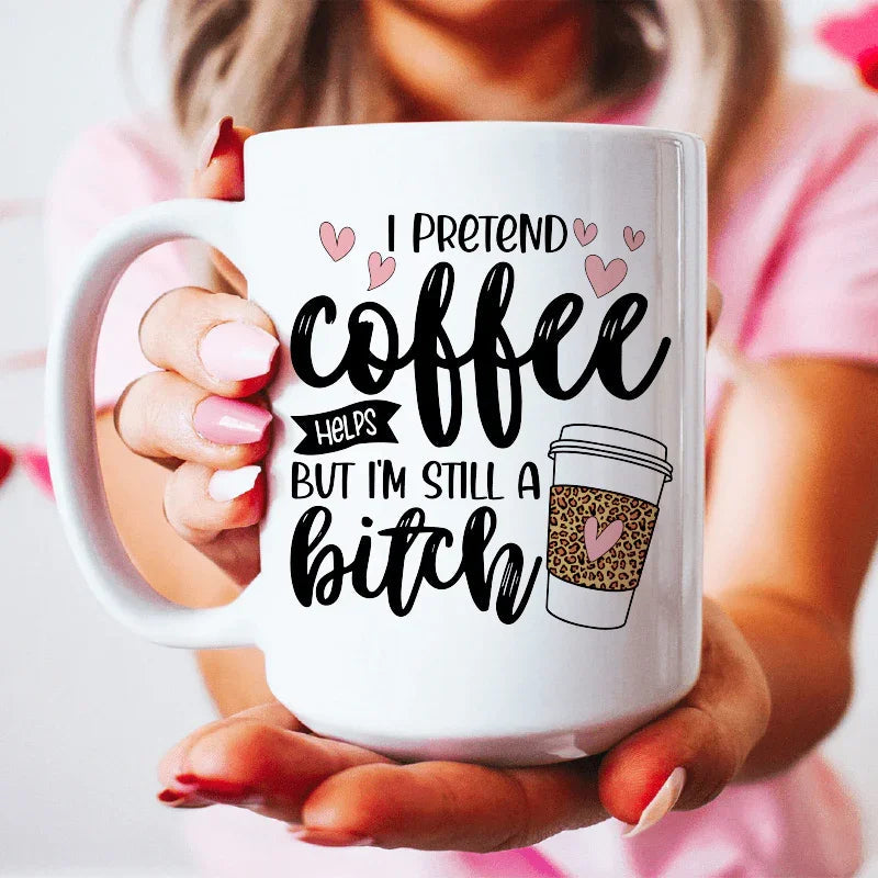 I Pretend Coffee Ceramic Mug 15 oz Peachy Sunday