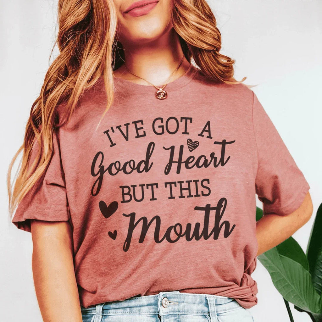 I've Got A Good Heart But This Mouth Tee Peachy Sunday