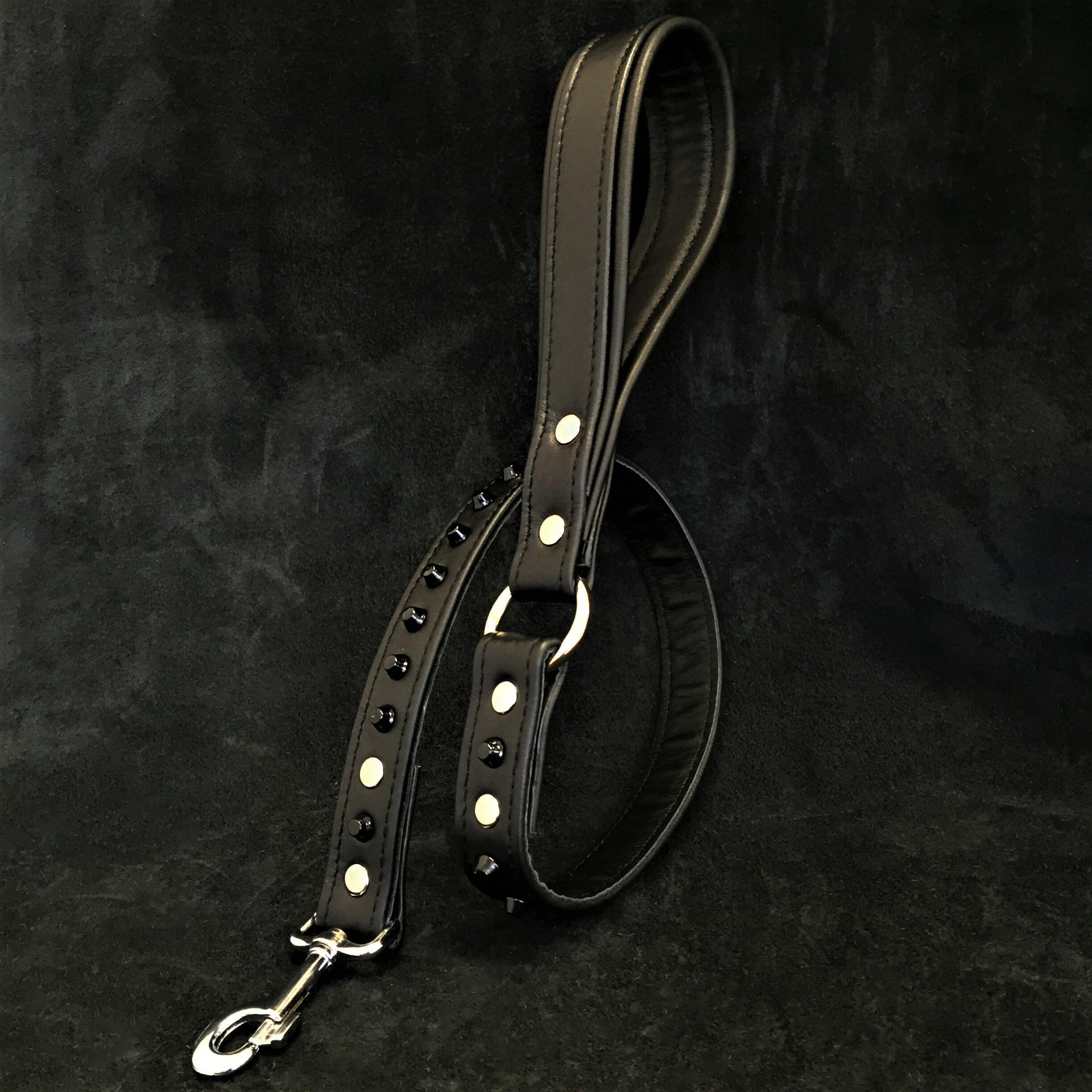 Black studded leash Bestia Dog Gear