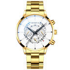 Steel Band Calendar Quartz Watch
