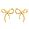 FAMARINE Gold Bow Earrings for Women Twisted Bow Stud Earrings Chic Small Earrings Jewelry