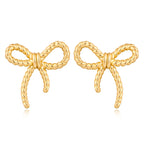 FAMARINE Gold Bow Earrings for Women Twisted Bow Stud Earrings Chic Small Earrings Jewelry