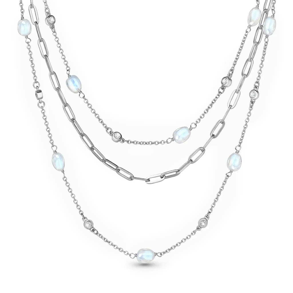 Moon Magic Moonstone Necklace - Wild/ 925 Sterling Silver - 18k Rose Gold Rainbow Moonstone Necklaces for Women/Authentic Rainbow Crystal Moonstone Jewelry Lootquake LLC