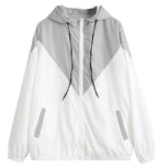 Color Block Hooded Jacket with Elastic Waist (Summer)