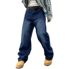 Mens Baggy Jeans Y2K Streetwear Empires Pants Wide Leg Hip Hop Extra Loose Fit for Skater Denim Long Casual Trousers(5002-Dark Blue-L) Lootquake LLC