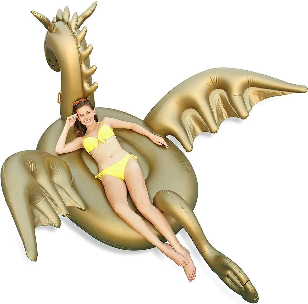 Giant Inflatable 103" Golden Dragon Pool Float - Luxy Float Pi-Mart