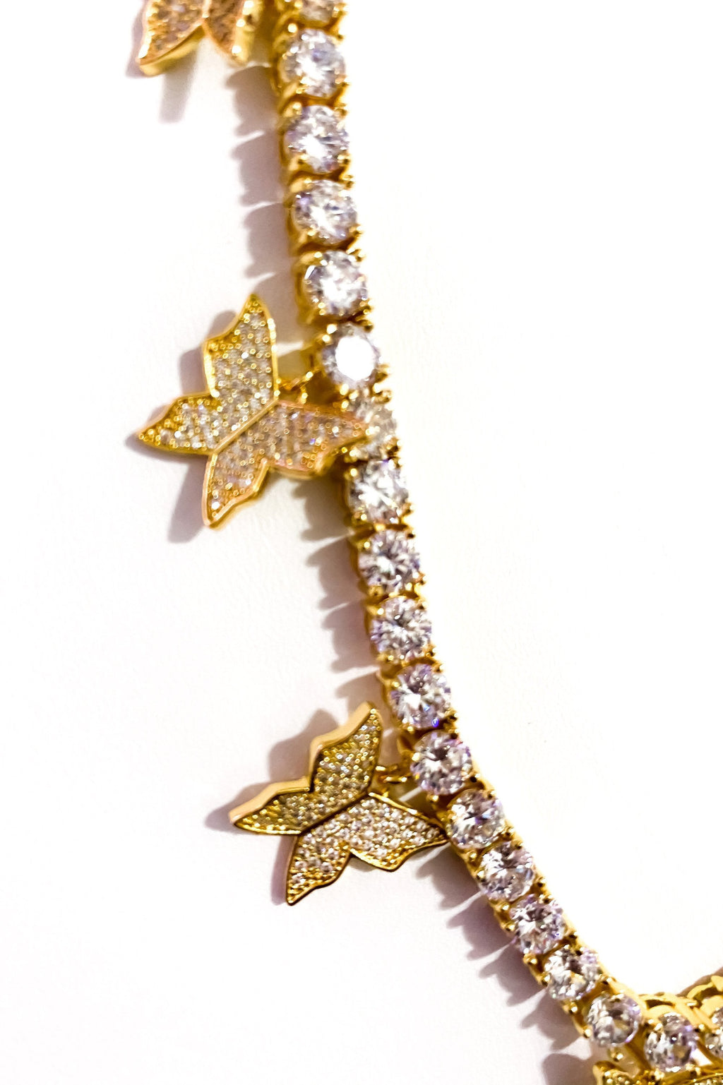 Iced Butterfly Choker Necklace Crystal Tennis Chain