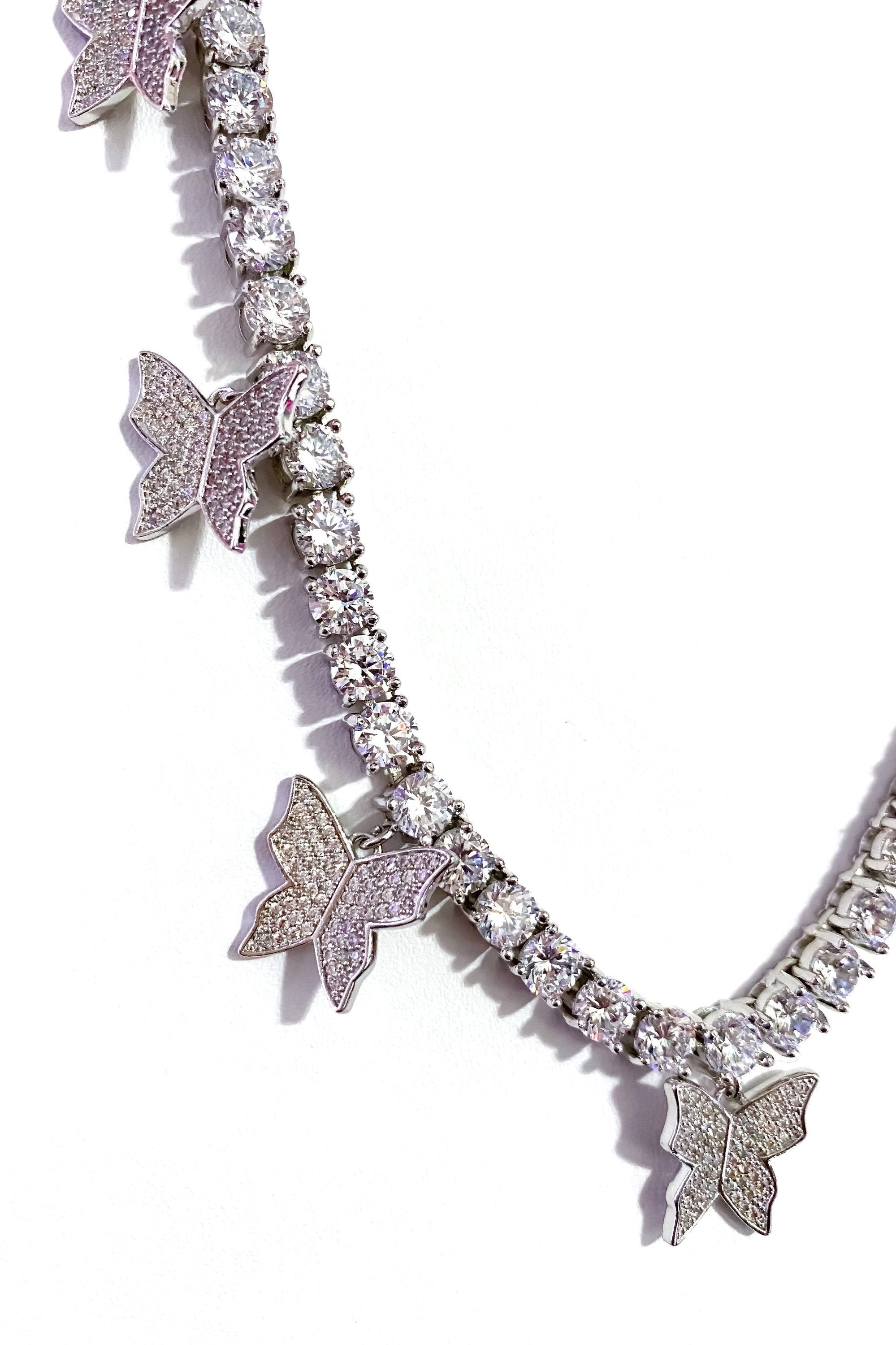 Iced Butterfly Choker Necklace Crystal Tennis Chain