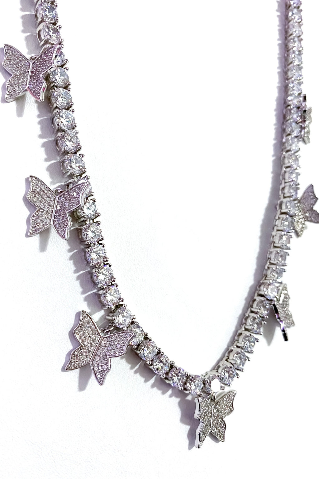 Iced Butterfly Choker Necklace Crystal Tennis Chain