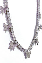 Iced Butterfly Choker Necklace Crystal Tennis Chain