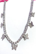 Iced Butterfly Choker Necklace Crystal Tennis Chain