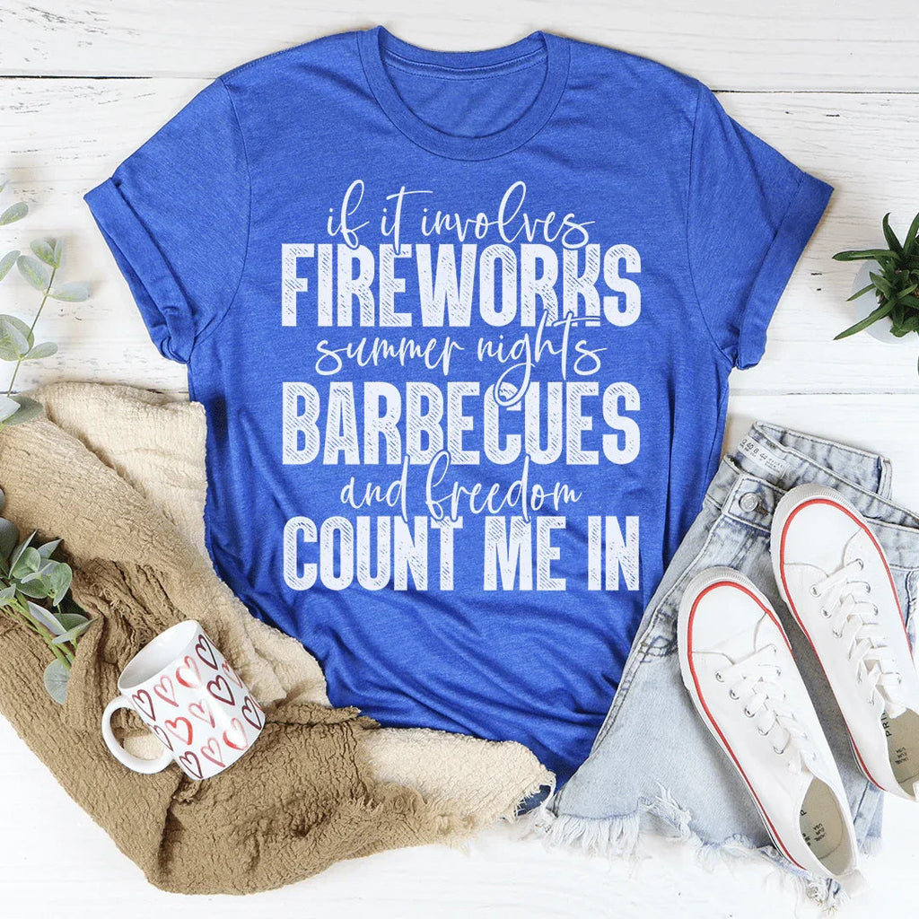 Fireworks Summer Nights BBQs & Freedom Tee Peachy Sunday