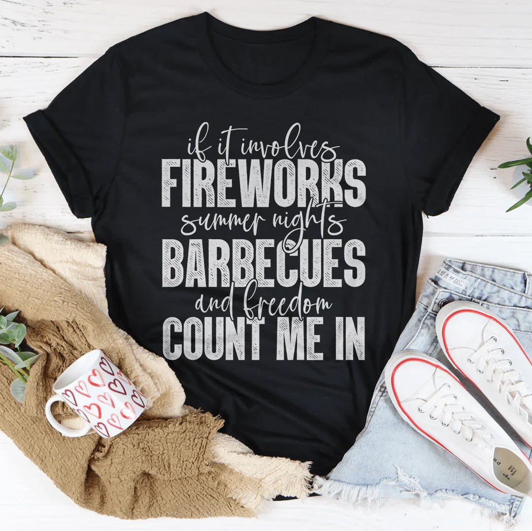 Fireworks Summer Nights BBQs & Freedom Tee Peachy Sunday