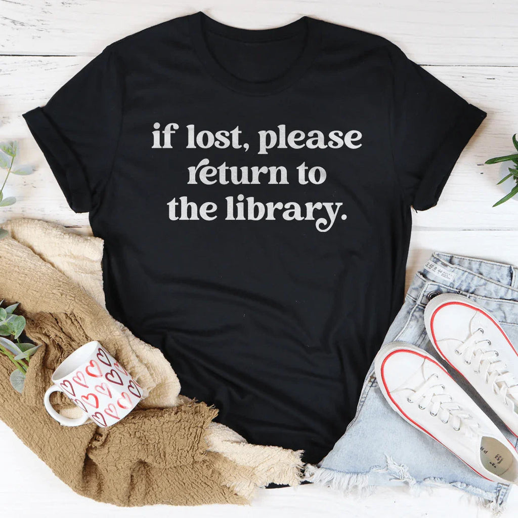 If Lost Please Return To The Library Tee Peachy Sunday