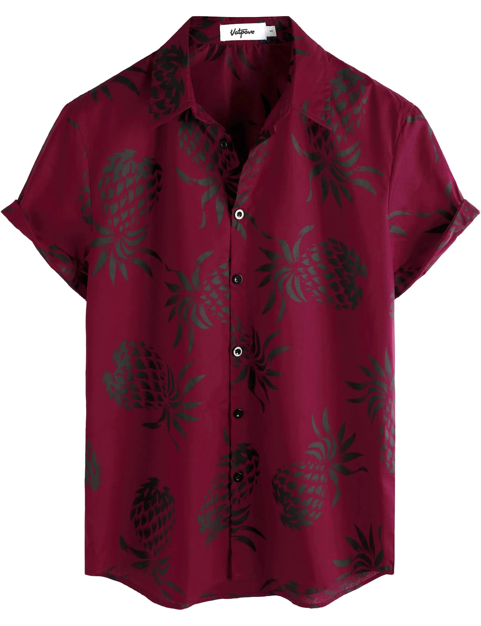 VATPAVE Mens 100% Cotton Hawaiian Shirts Floral Short Sleeve Button Down Shirts Summer Beach Shirts Large WineRed Lootquake LLC
