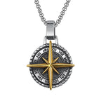 JWM Mens Pendants Necklaces Jewelry for Adults with 23.6 Stainless Steel Square Pearl Chain (022-Golden Compass Necklaces)