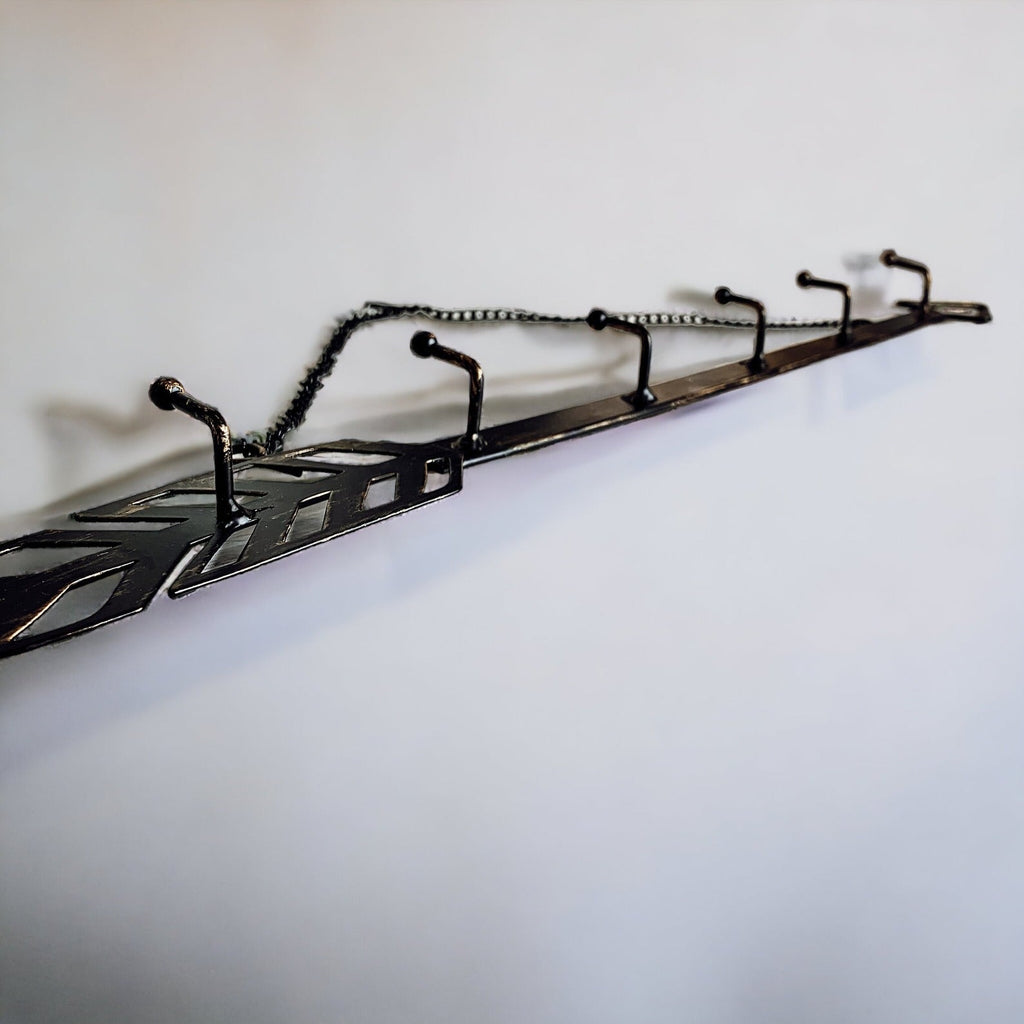 Arrow Wall Hook Hanger 6 Hook Metal Key and Jewelry Organizer Black 18x1.5x0.05 BandsCo Straps