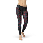 Womens Oriental Black Wolf Leggings - SJB-DIAMOND ELITES