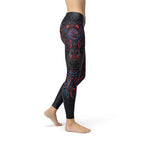 Womens Oriental Black Wolf Leggings - SJB-DIAMOND ELITES