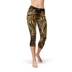 Womens Golden Ornament Owl Capri Leggings