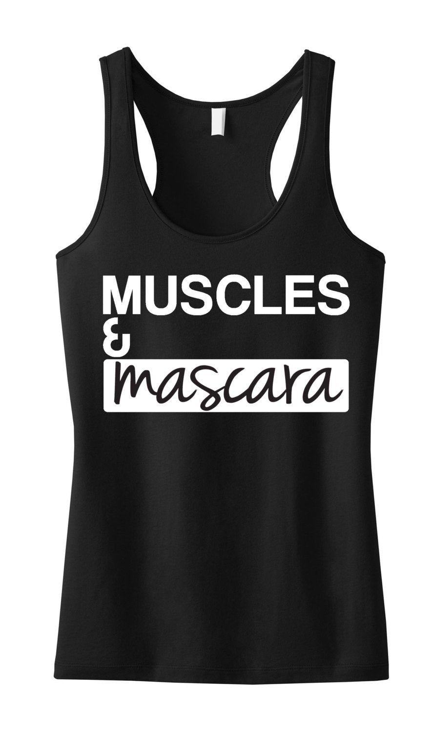 MUSCLES & MASCARA Workout Tank Black with White - SJB-DIAMOND ELITES