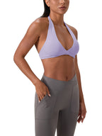 Loki & Ivy Women's Pleated Halter Sports Bra