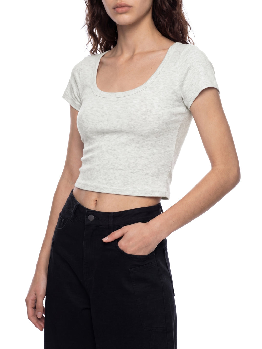 Loki & Ivy Women's Solid Color Slim Crop T-Shirt