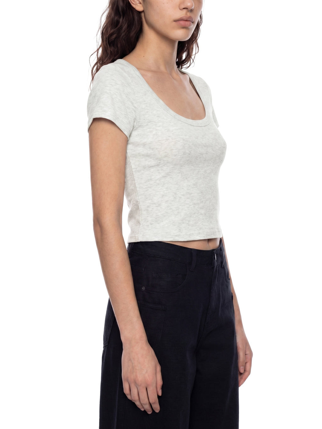 Loki & Ivy Women's Solid Color Slim Crop T-Shirt