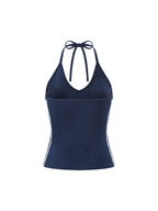 Loki & Ivy Women's Color Block Halter Crop Tank Top